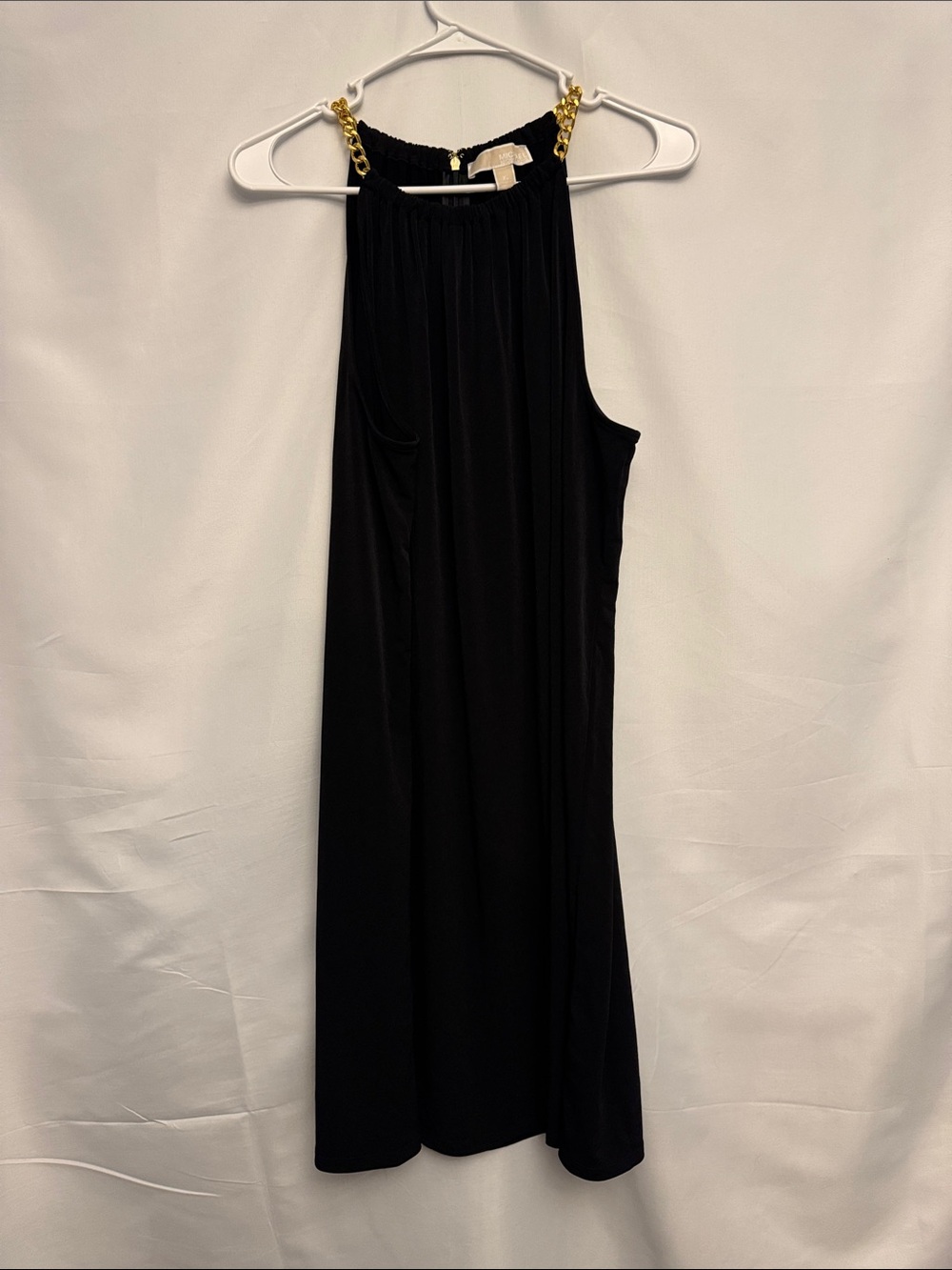 Michael Kors Chic Black Sleeveless Dress with Gold Chain Straps Women’s Size XL